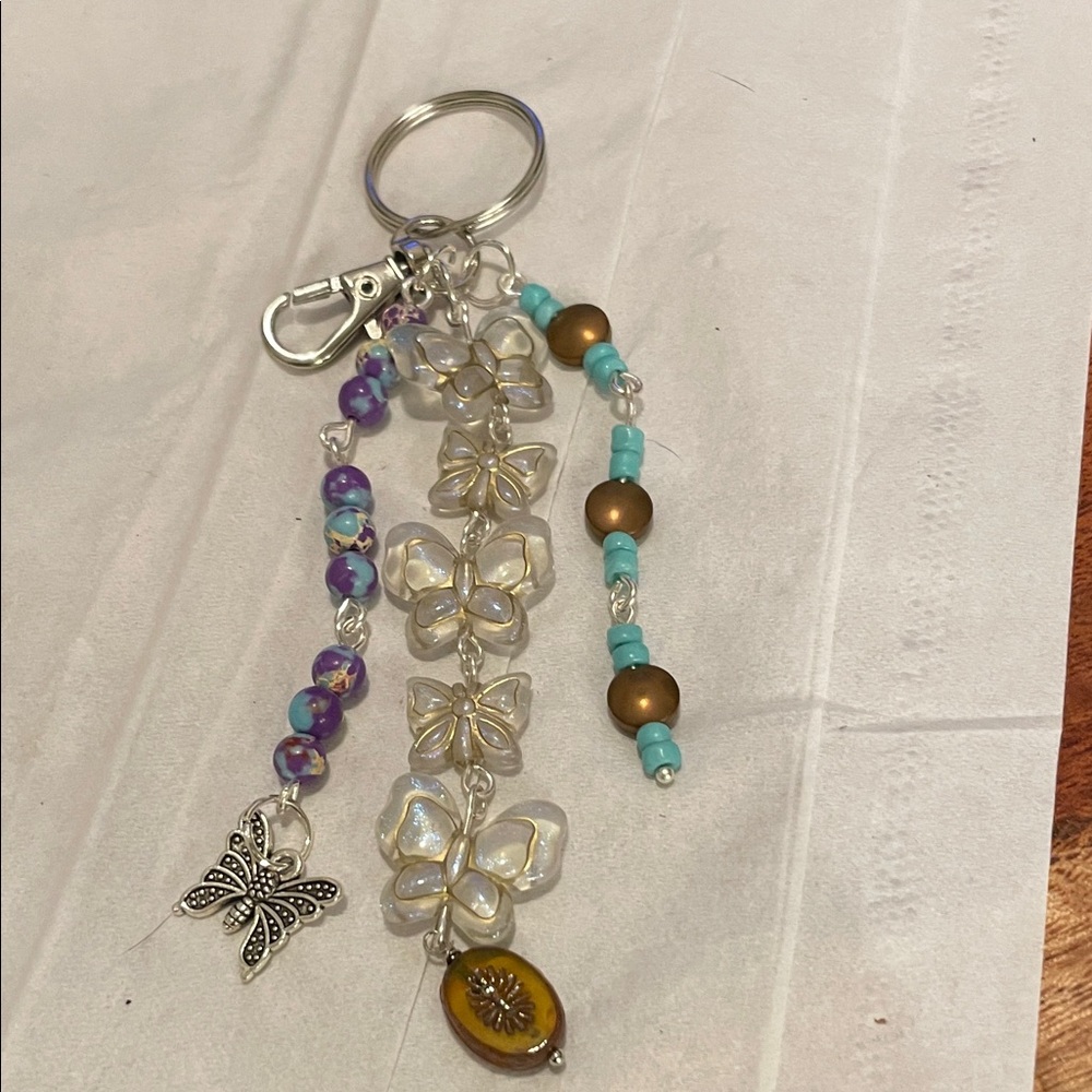 Butterfly Charm Keychain with Beads